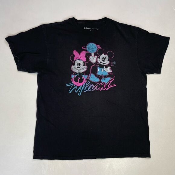 Junk Food Disney Mickey Mouse Miami Heat Graphic T-shirt Women Large Black - Picture 1 of 5